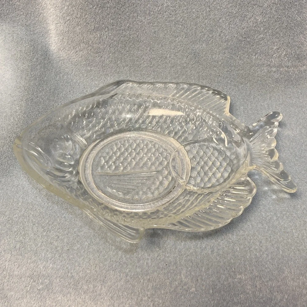 2-Glass Fish Appetizer Plate 1950's Brazil (Set of two)